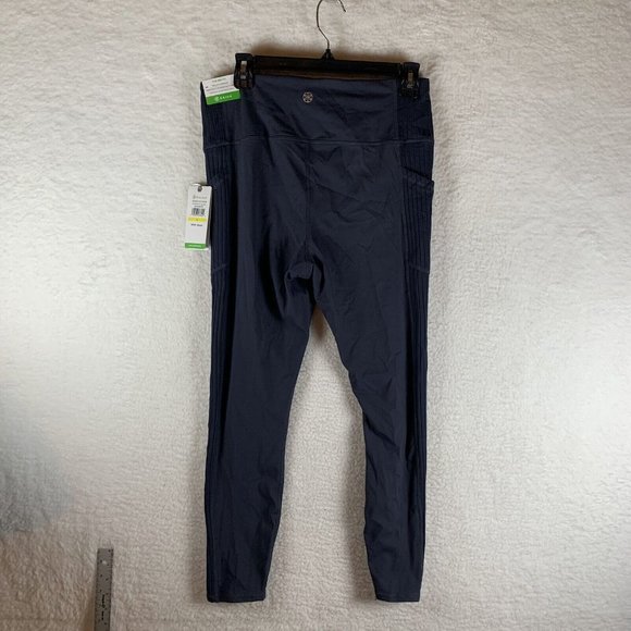 Gaiam Graphite Vibe Rib Mix 7/8‎ Leggings Women's Large Blue High-Rise Yoga 6943 - Picture 2 of 9